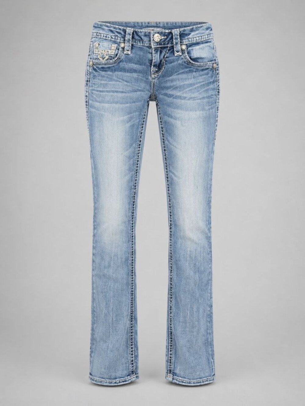 Rock Revival Betty Womens 25 x 29 Jeans Distressed Straight Blue Jeans